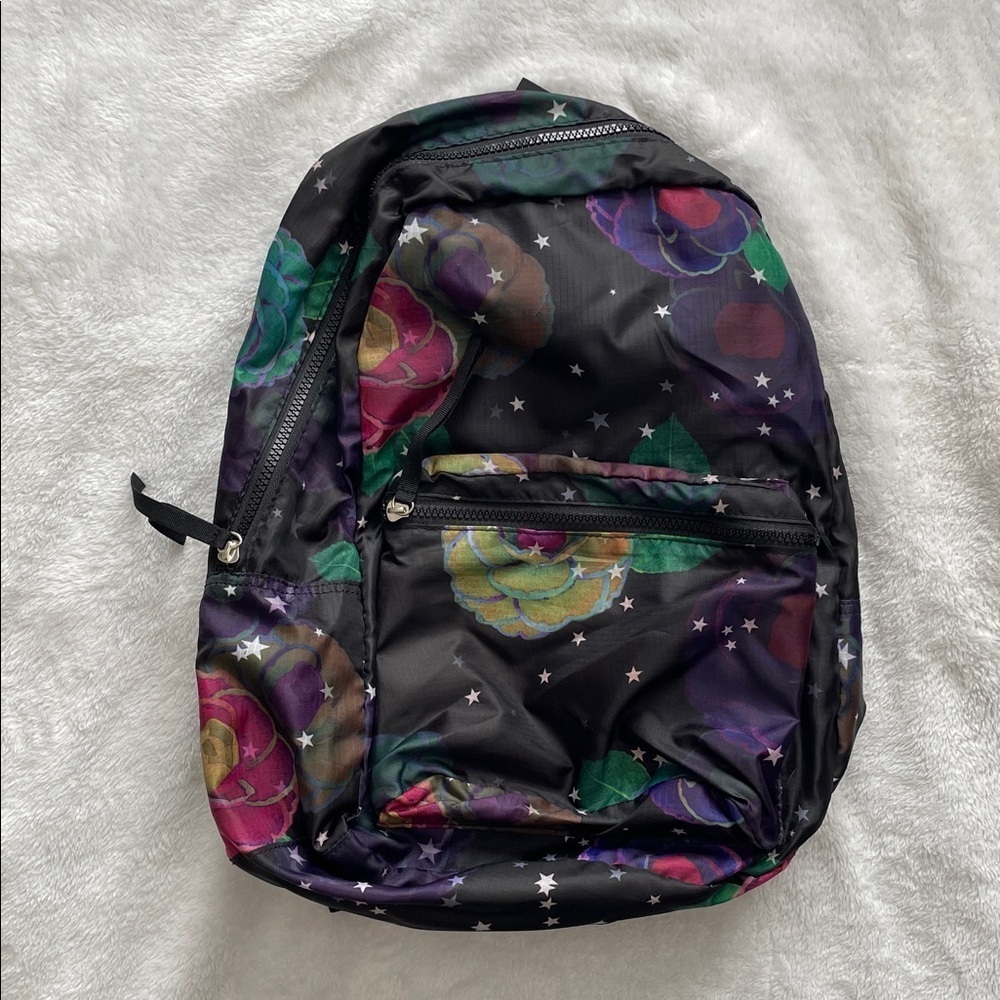 Cynthia Rowley Starry black floral backpack NWT
